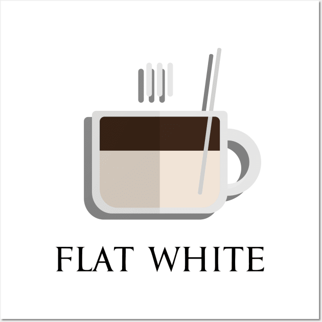 Hot flat white coffee front view in flat design style Wall Art by FOGSJ